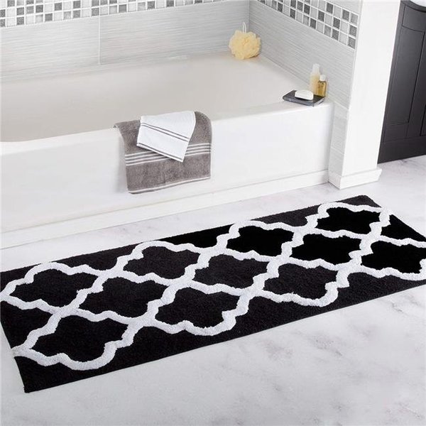 Bedford Home Bedford Home 67A-78591 100 Percent Cotton Trellis Bathroom Mat - 24 x 60 in. - Black 67A-78591